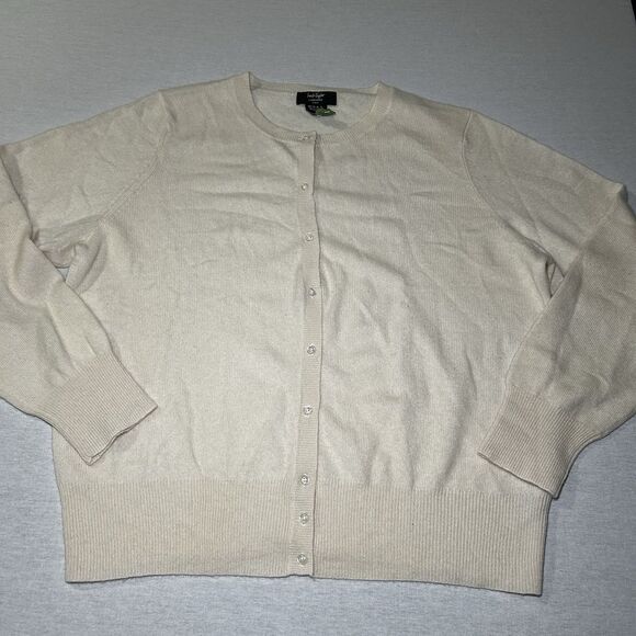 Lord & Taylor 100% cashmere cardigan sweater in an ivory Women's 1X, Granny - Picture 1 of 6